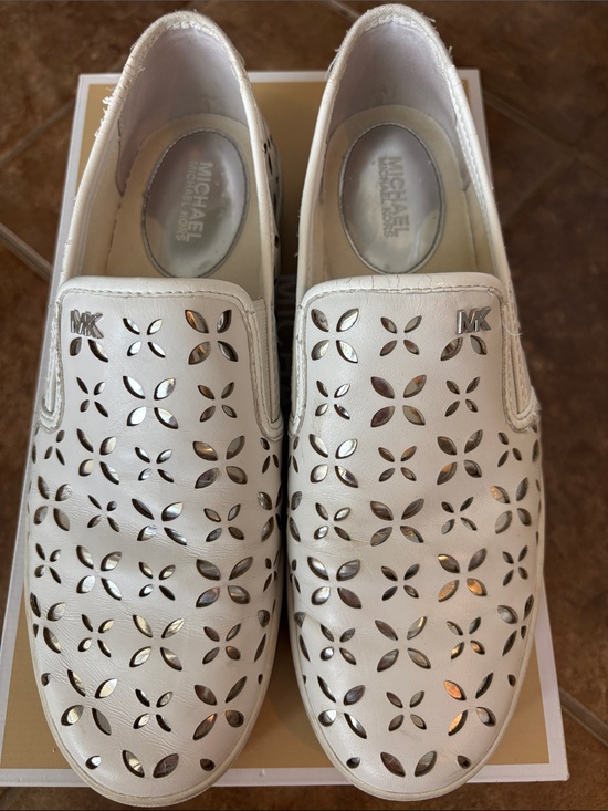 Michael Kors Shoes - Michael Kors White Laser-Cut Slip-On Sneakers